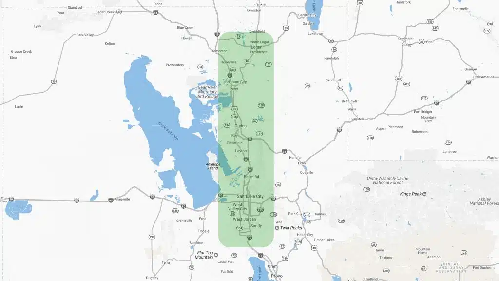 Shamrock Plumbing service area — Wasatch Front, Utah from Logan to Draper
