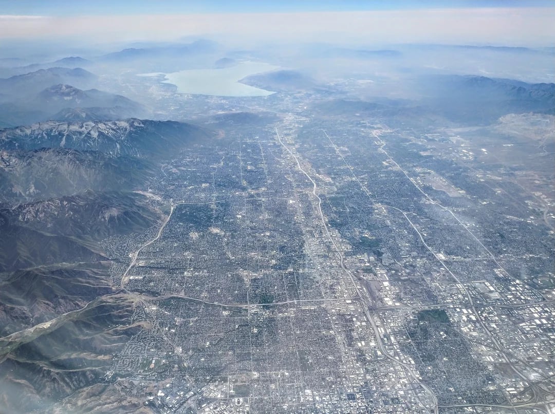 Aerial view of the Wasatch Front valley, Utah — Shamrock Plumbing service area