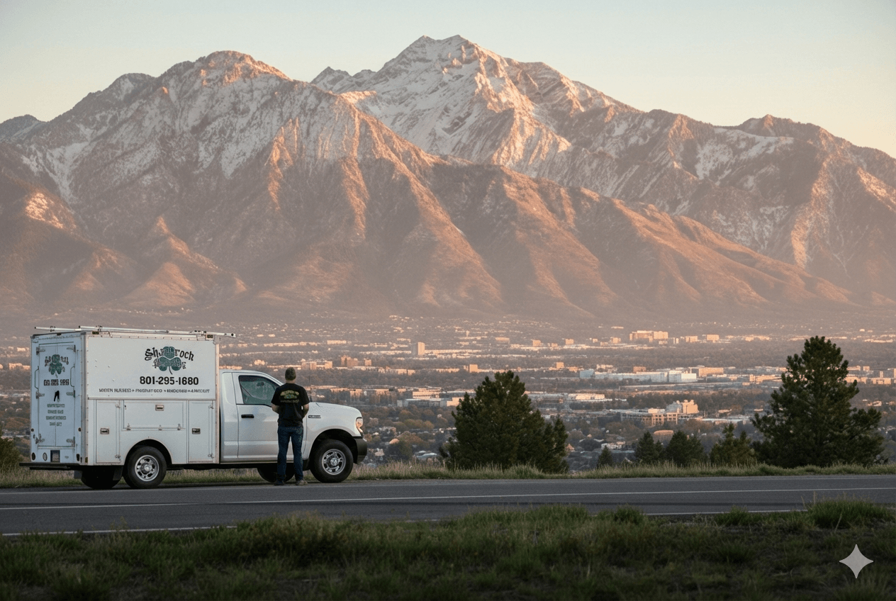 Shamrock Plumbing service truck on the Wasatch Front